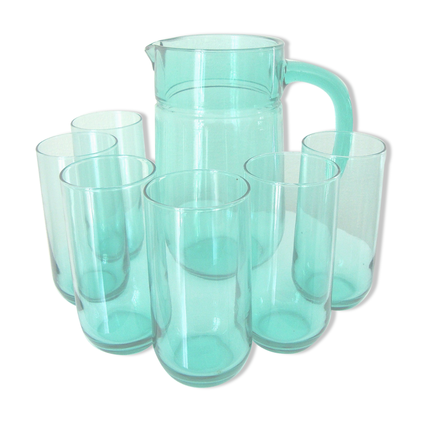 Set of 6 glasses with orangeade and carafe