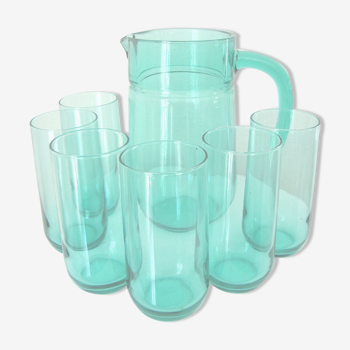 Set of 6 glasses with orangeade and carafe