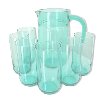 Set of 6 glasses with orangeade and carafe