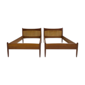 Pair of teak and rattan bed frames by Børge Mogensen