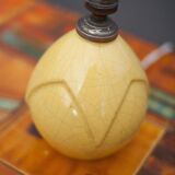 Pied de lampe en céramique craquelée jaune