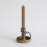 Stoneware candle holder signed