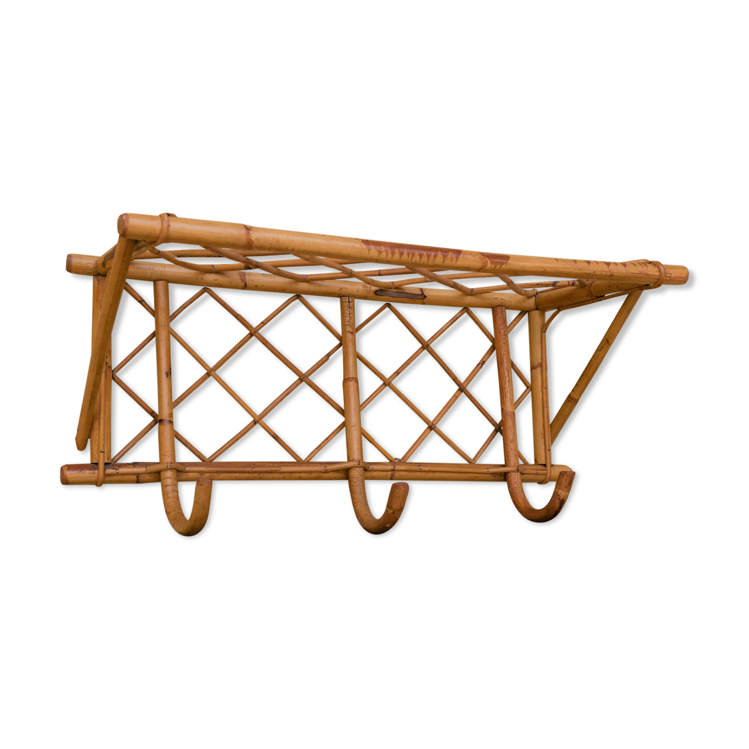 Porte-manteau mural vintage en rotin