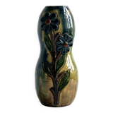 Vintage glazed ceramic vase – Floral motifs in relief