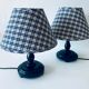 Pair of turned wooden bedside lamps