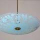 Italian Vintage Floral Glass and Brass Pendant Chandelier, Mid-Century, 2 L