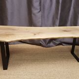 Bleached walnut coffee table square feet metal industrial style