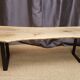 Bleached walnut coffee table square feet metal industrial style
