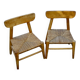 pair of vintage straw children's chairs 1950