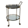 Round Mid-Century Brass and Marble-Effect Glass Bar Cart. Italy 1950s