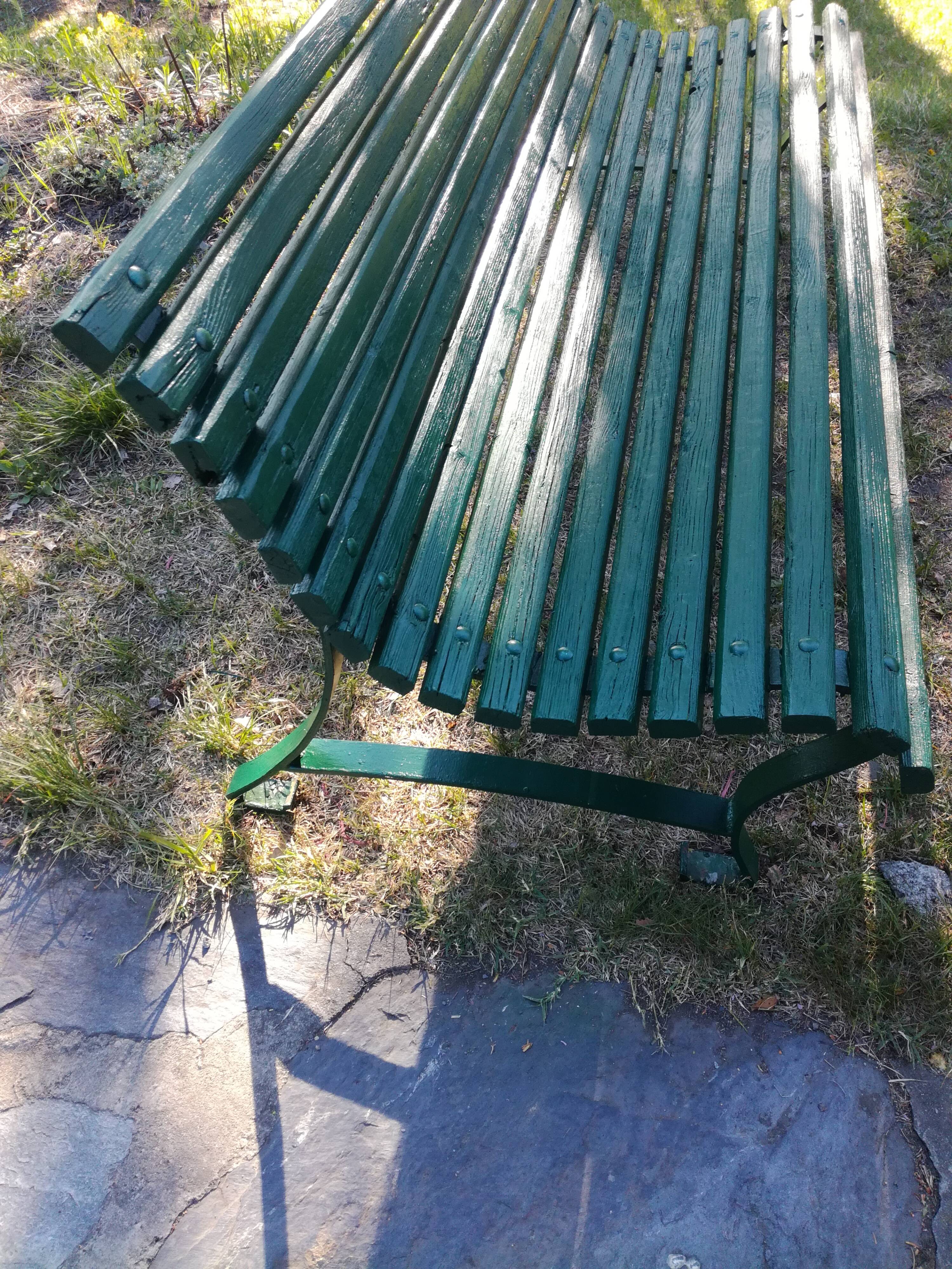Green public bench