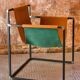 Leather and metal armchair