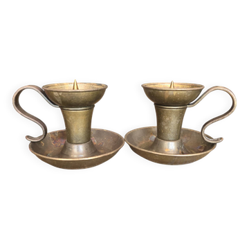 Pair of bronze candlesticks