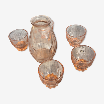 Carafe et 6 verres rose