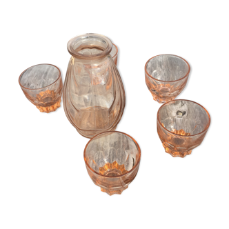 Carafe et 6 verres rose