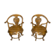 Pair of chinese chairs in exotic wooden barrel shape around 1900-1920