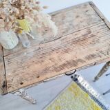 Patinated table - desk with turned legs and its drawer