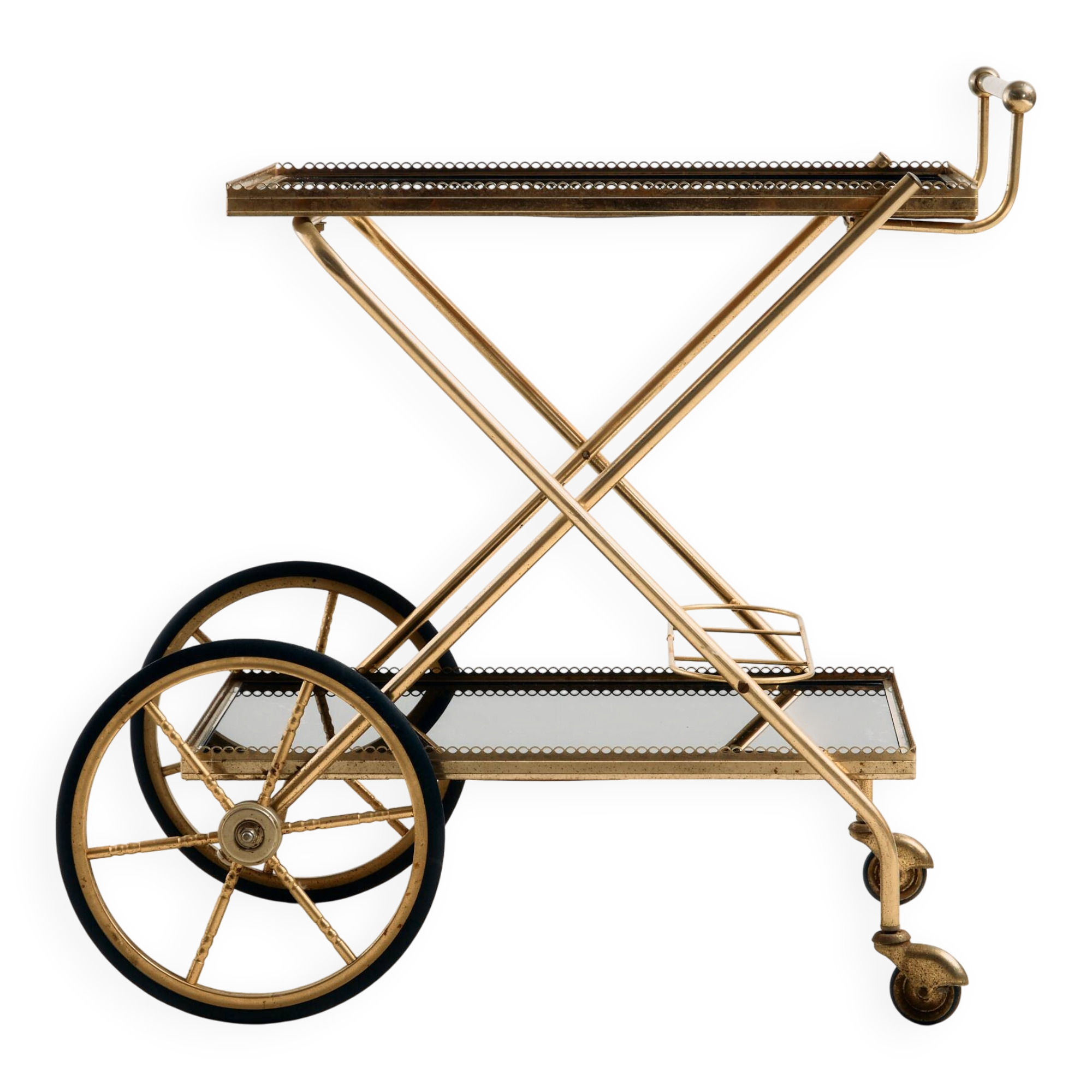 Brass-framed dessert trolley by Maison Jansen, France.