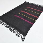 5x7 Grey & Black Striped Vintage Kilim Rug, 155x229Cm