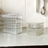 Wooden top and mirror and 8 glass ramekins