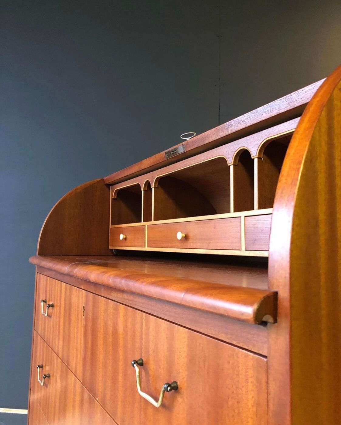 Scandinavian cylinder desk / secretary by Egon Ostergaard circa 1960