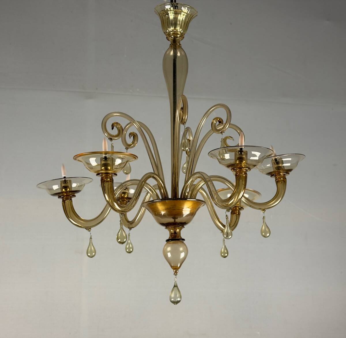 Lustre vénitien en verre de Murano mordoré, vers 1940