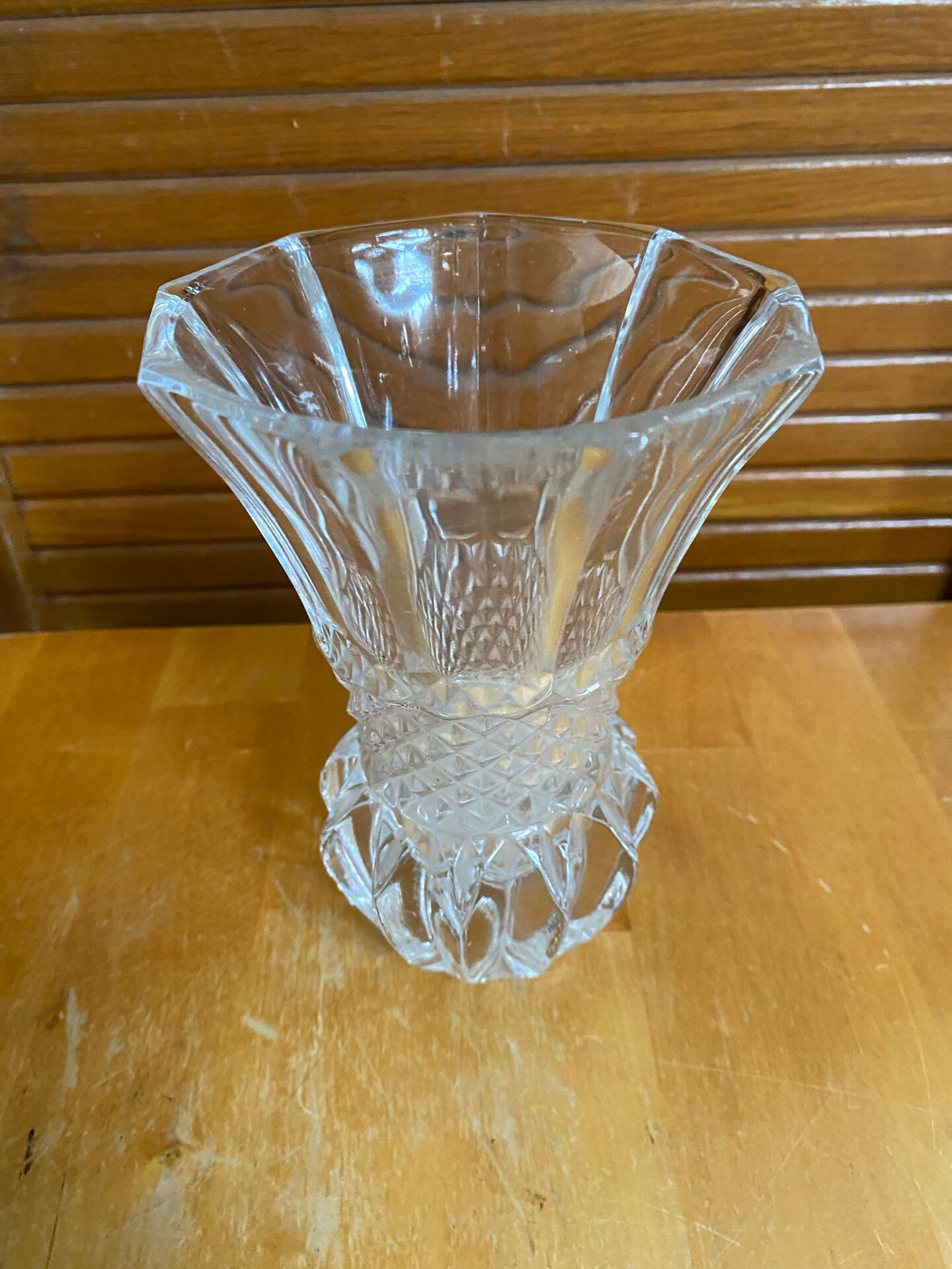 Antique vase val saint lambert model baden diamond cut crystal vintage