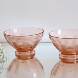 Pair of pink glass bowls