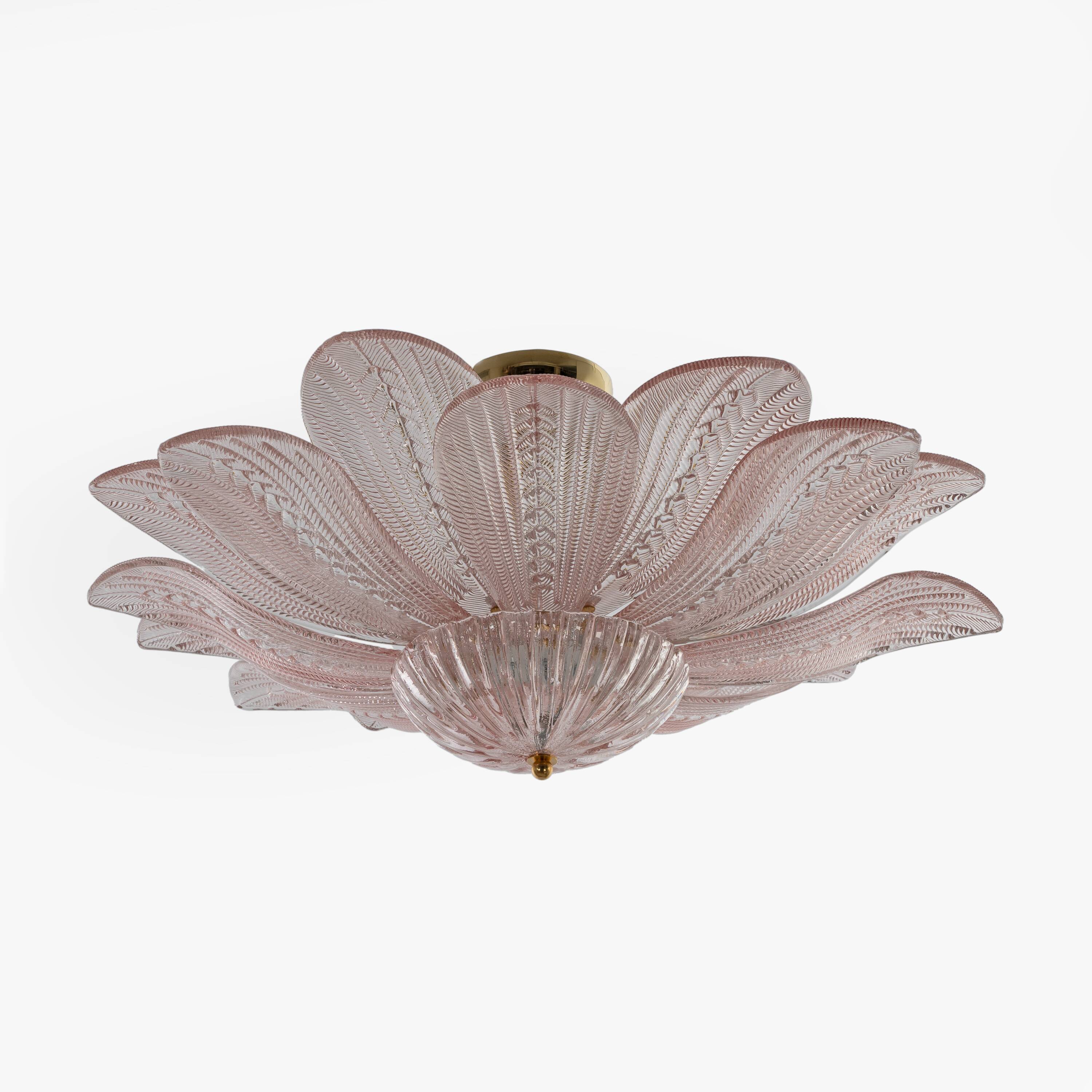 Mid-Century Modern “Margherita Rosa” Murano Glass Ceiling Light