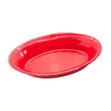 Handcrafted oval dish in scarlet red ceramic