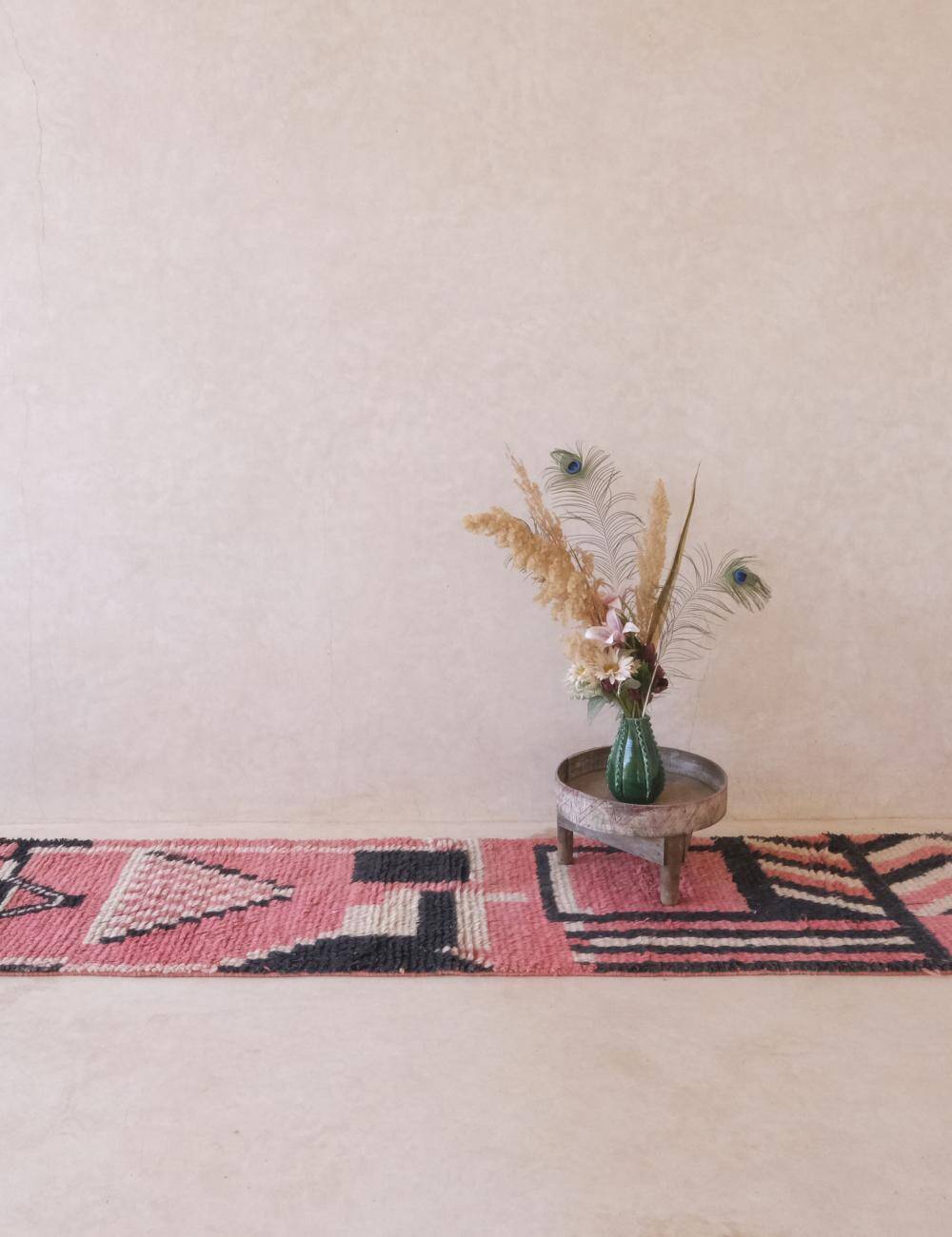Pink Runner Rug - 379 x 71 cm