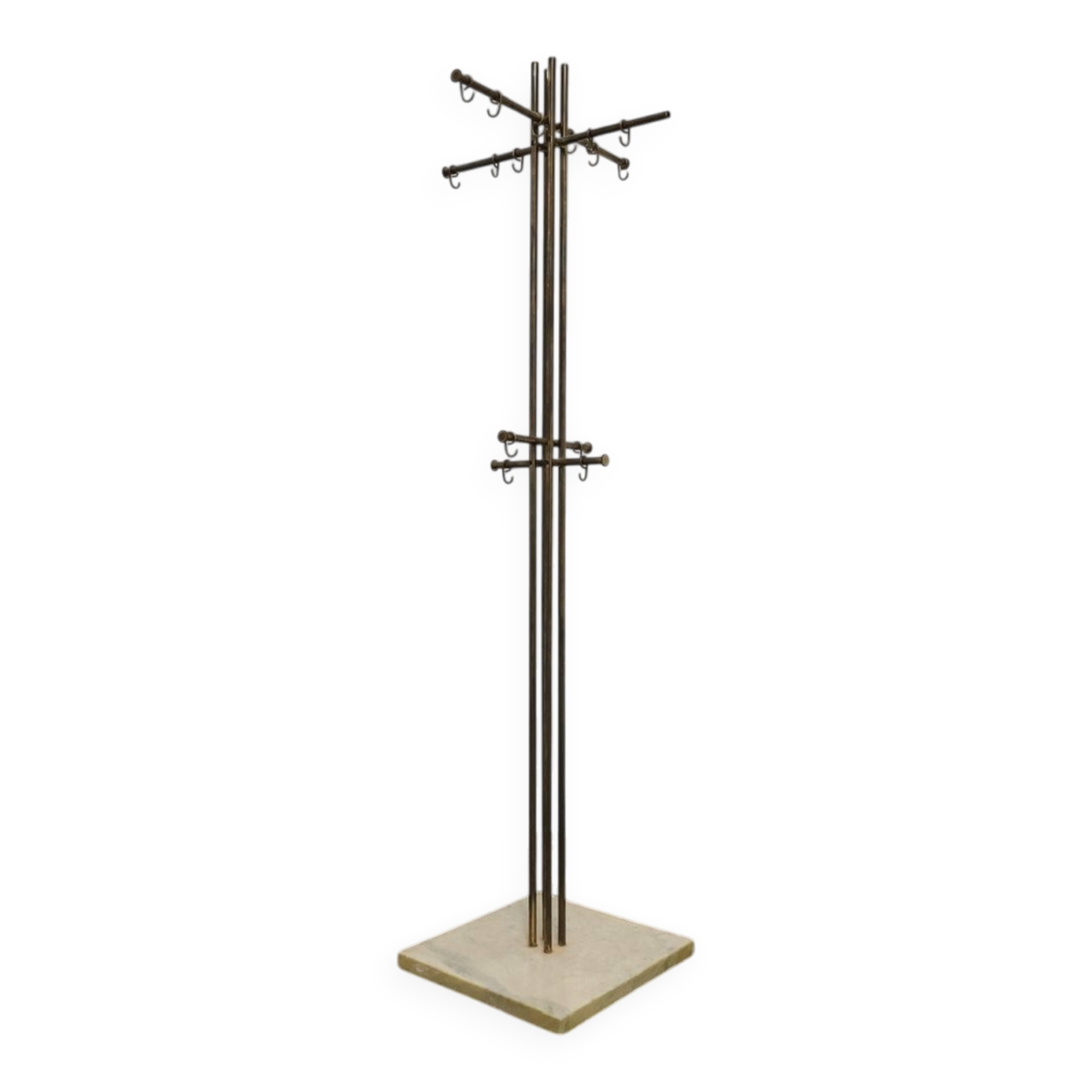 Modern Marble and Brass Coat Rack by Renato Zevi for Metalarte, 1970s