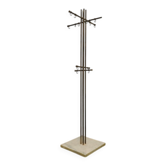Modern Marble and Brass Coat Rack by Renato Zevi for Metalarte, 1970s