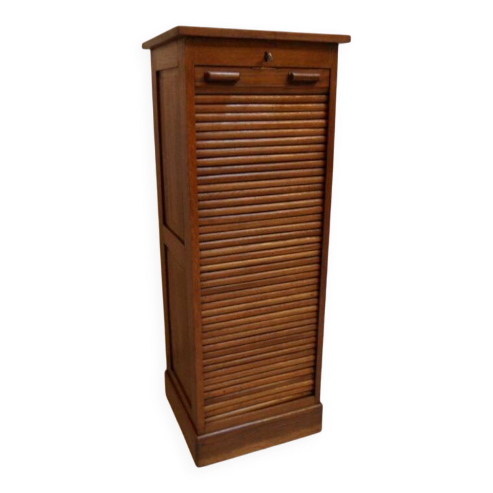 Antique oak filing cabinet with roller shutter