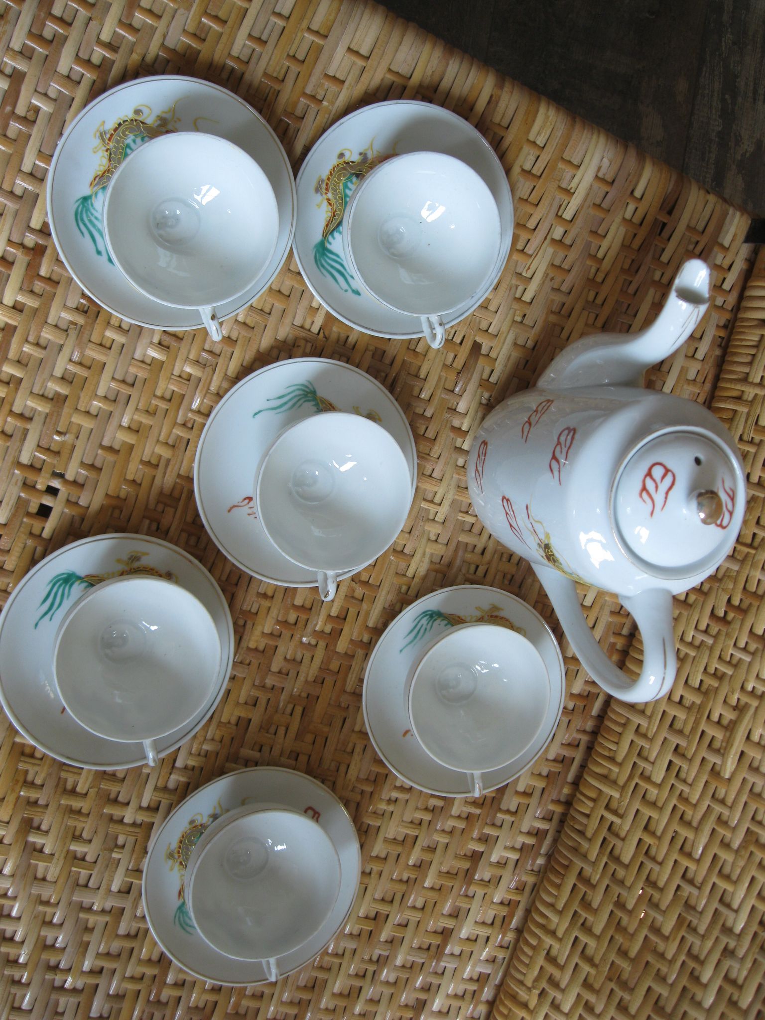 Service à café dragon porcelaine asie