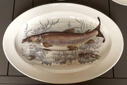 1 large oval fish platter in Limoges porcelain