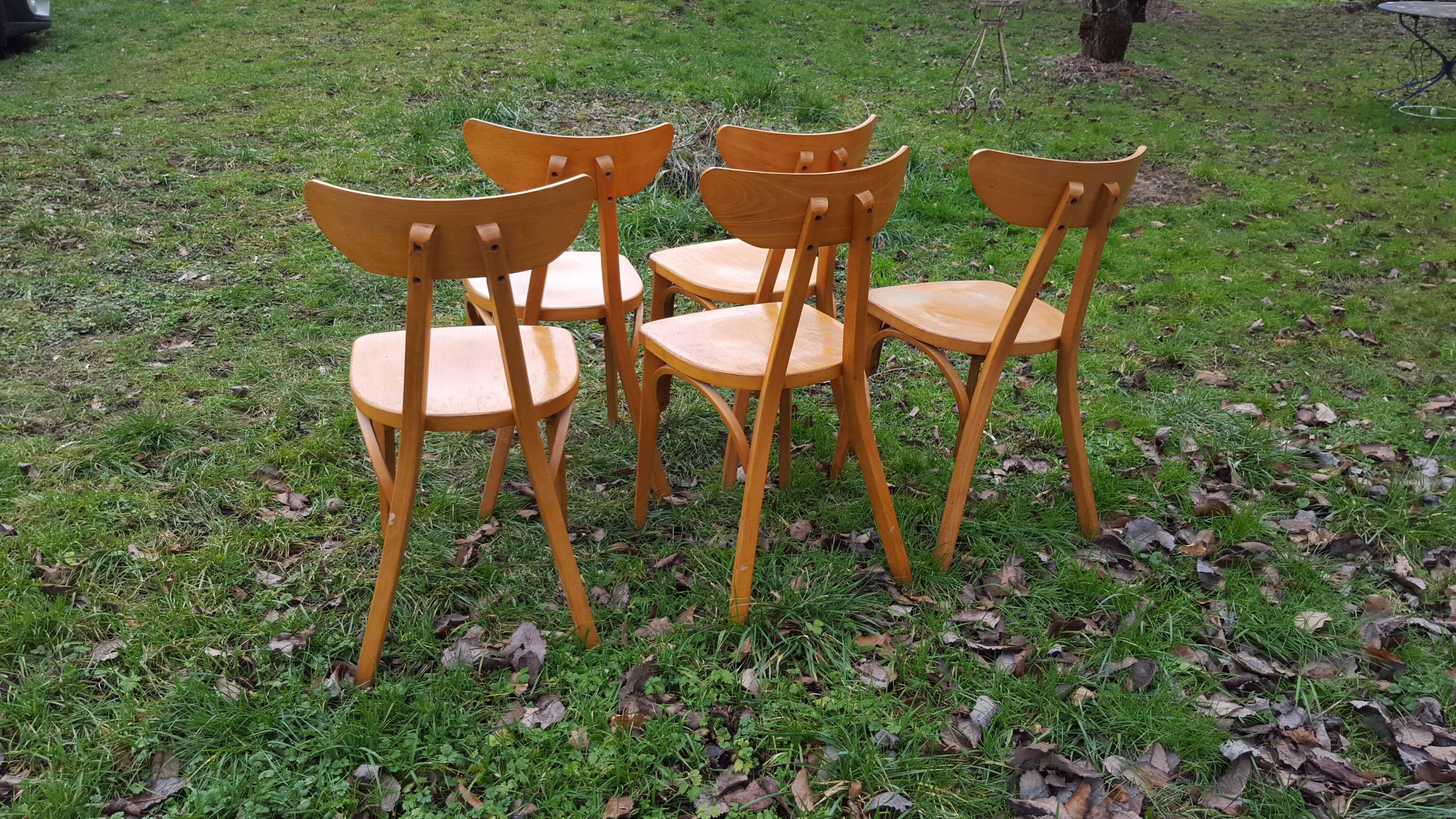 Set of 5 chairs bistro, 1970