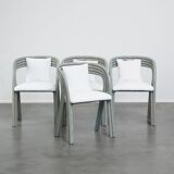 Set of 4 new upholstered vintage design dining chairs from the 1970s by Axel Enthoven for Rohé