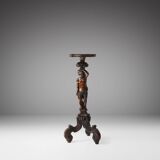 Carved Walnut Pedestal Table with Putto, France 1850s