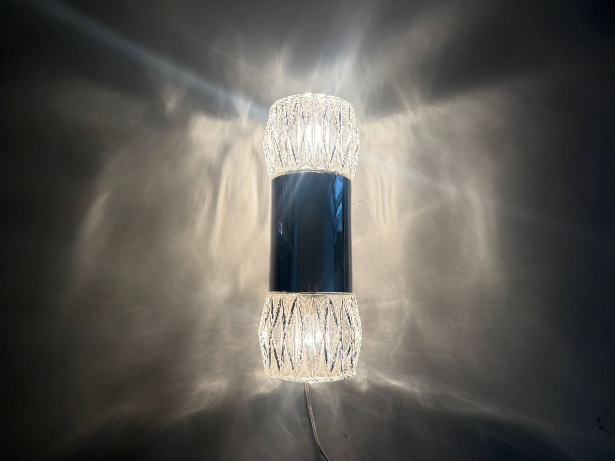 Mid-century double-headed glass and metal wall sconce, 1960, Italy
