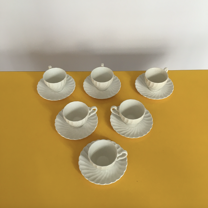 Series of 6 white ceramic cups