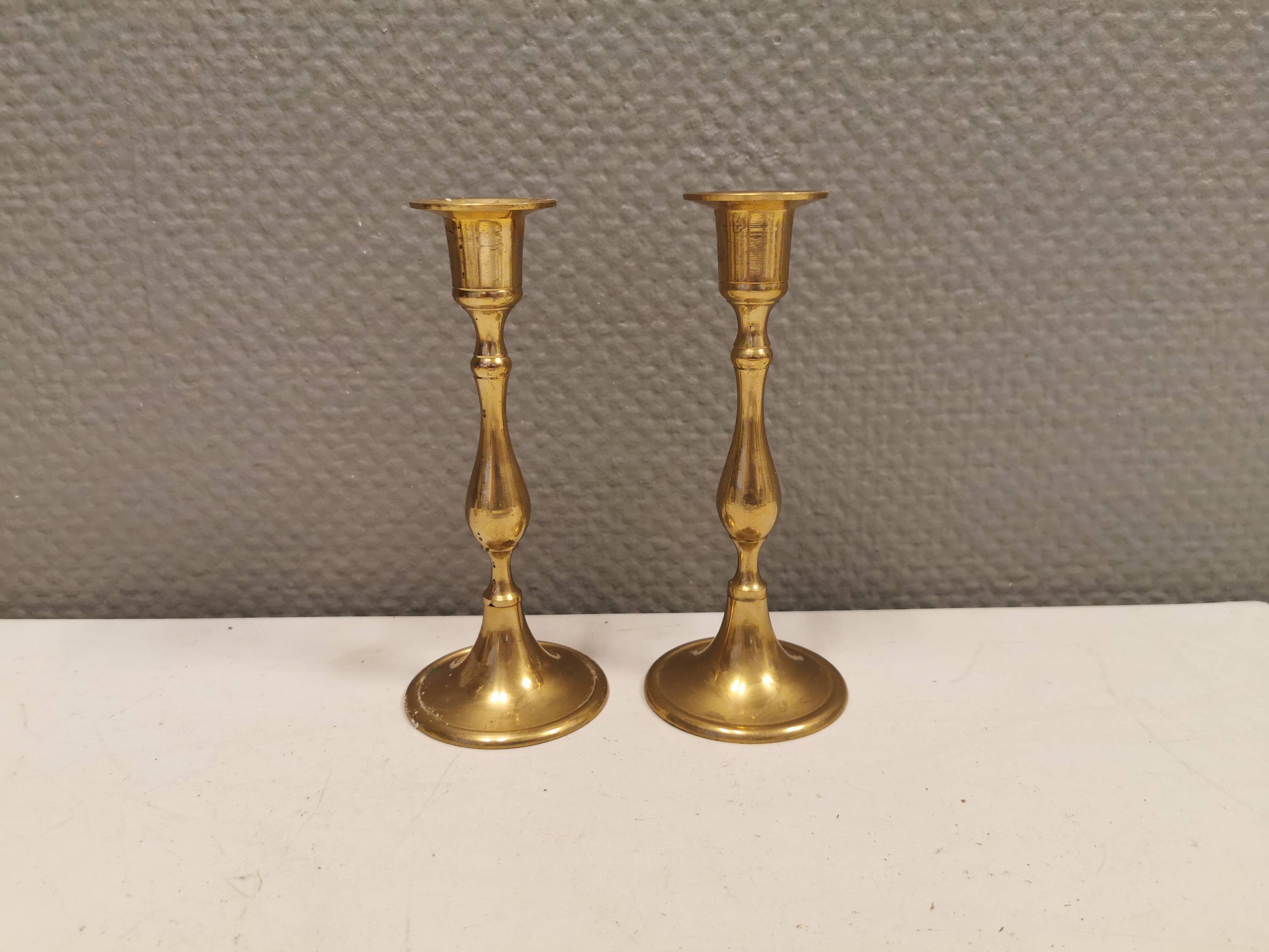 A set of classic Danish brass candle holders. Estimated 1960s.