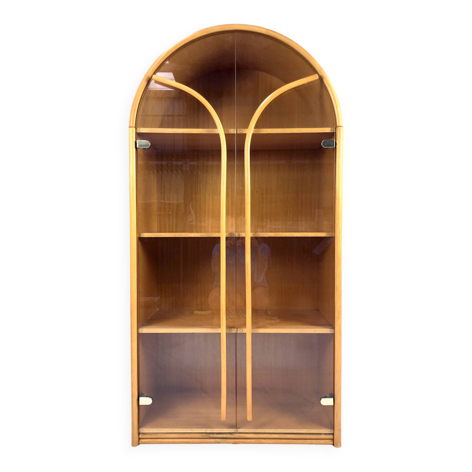 Mid-Century Rattan Display Cabinet, 1970s