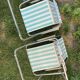Paire de fauteuils de camping vintage rayés vert et blanc