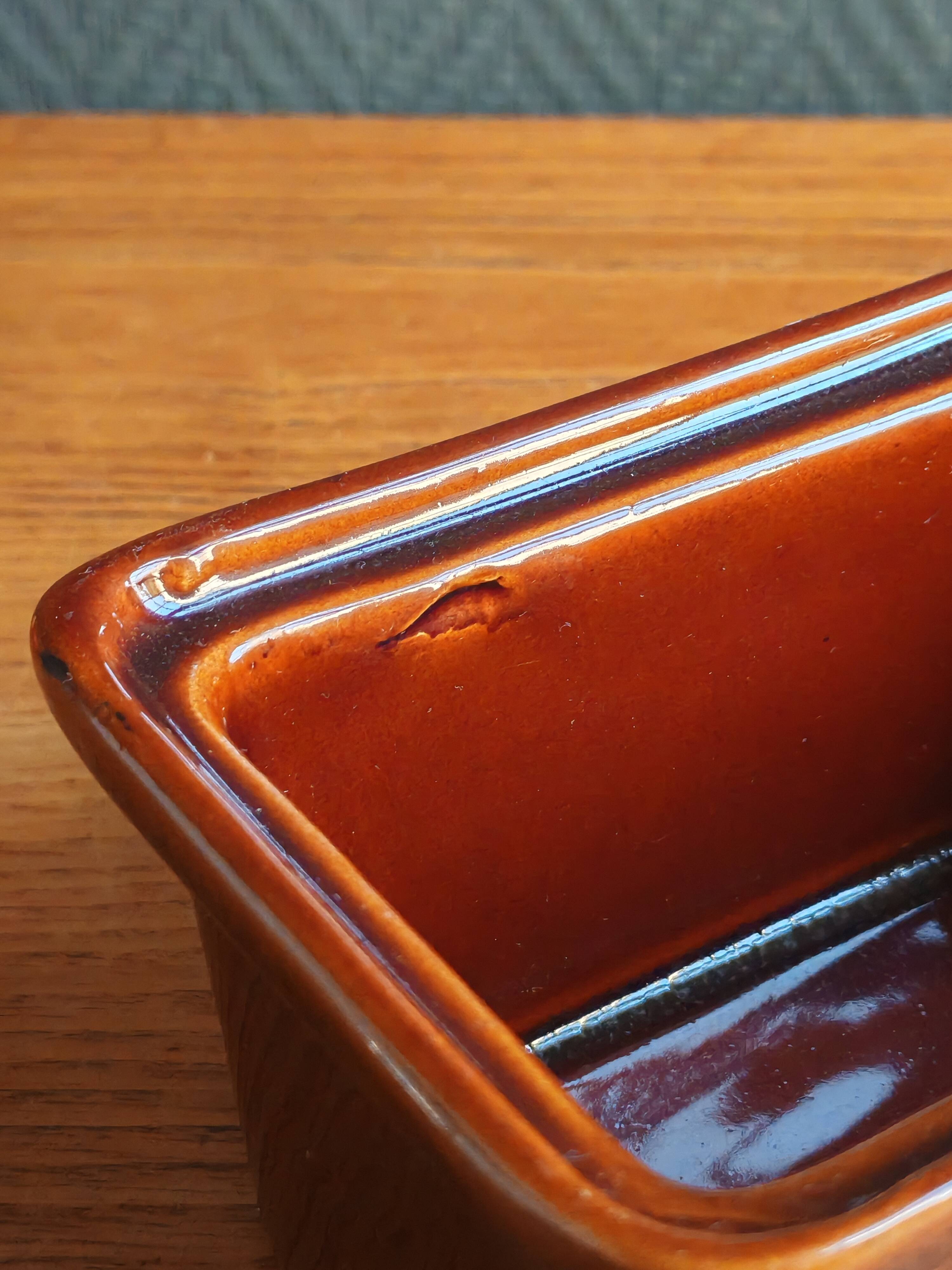 Vintage Rabbit Terrine in Glazed Ceramic - Brown Barbotine