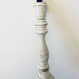 Pair of turned and bleached wood lamps