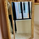 Large mirror style Louis XVI in gilded wood with parecloses xixth h: 165 cm