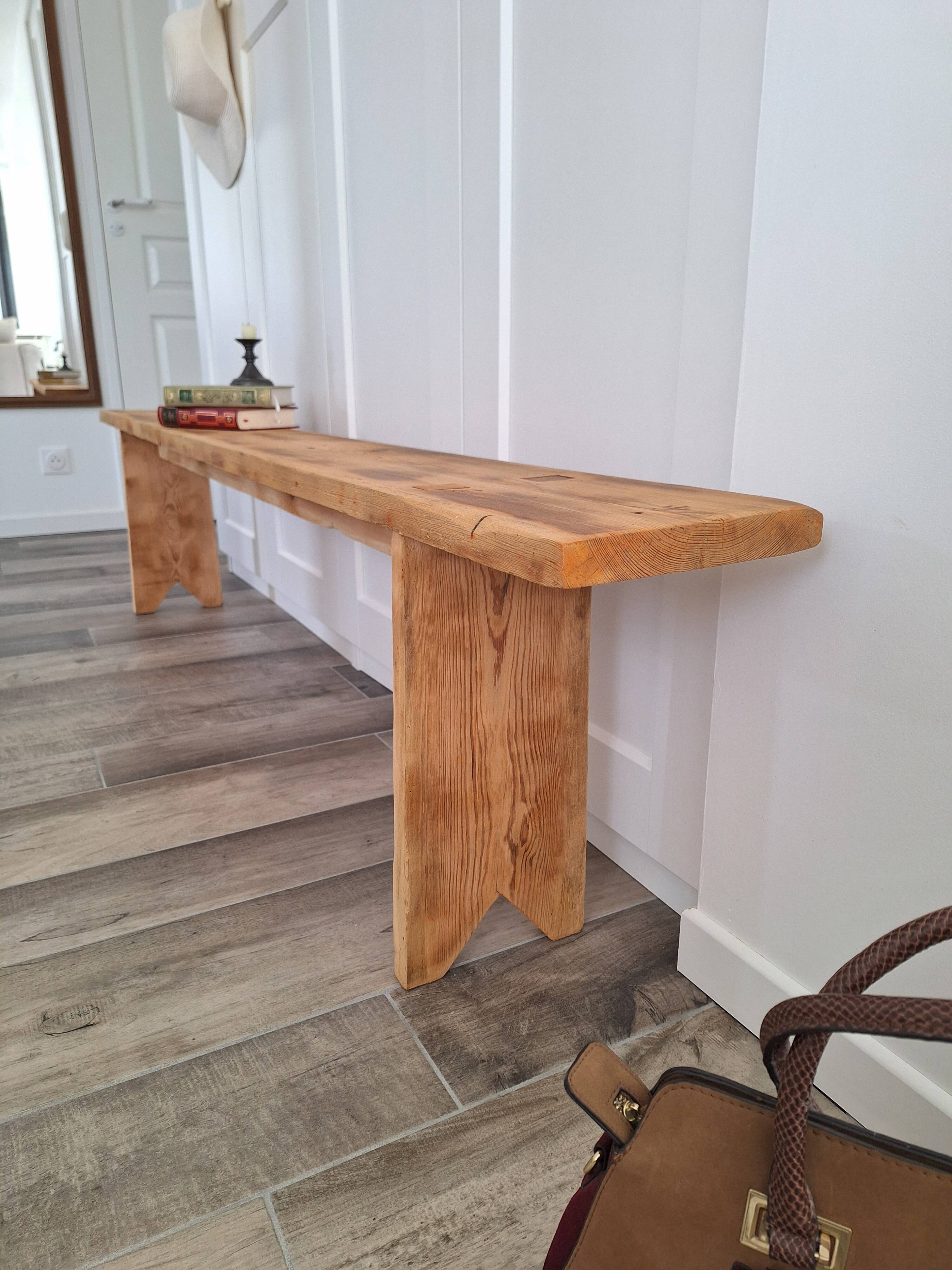 Large antique farmhouse bench in solid wood – 200 cm