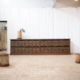 Craft cabinet with drawers in wood and blue stone