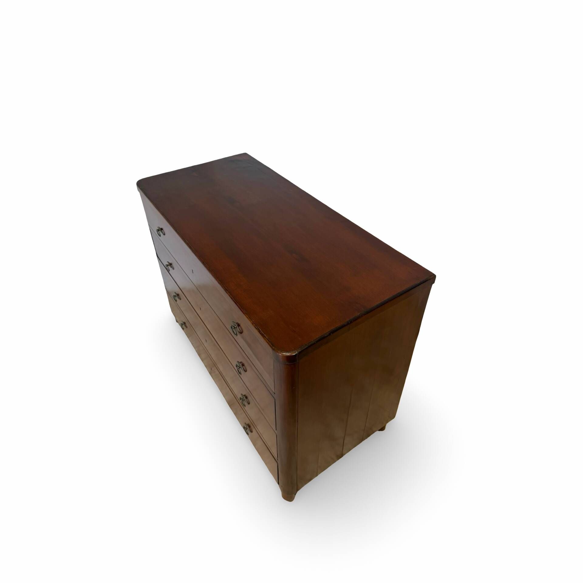 Italian art deco burl walnut chest of drawers, 1850s.